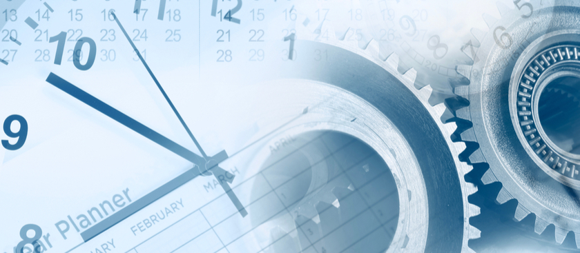 Gears with clock in backdrop