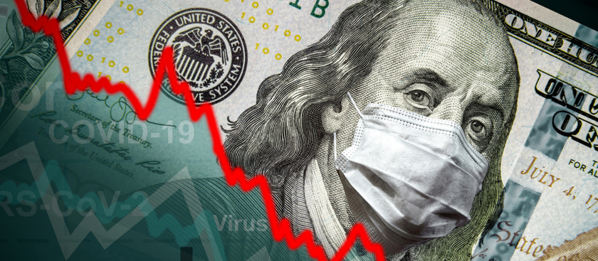 Dollar Bill with George Washington wearing a face mask