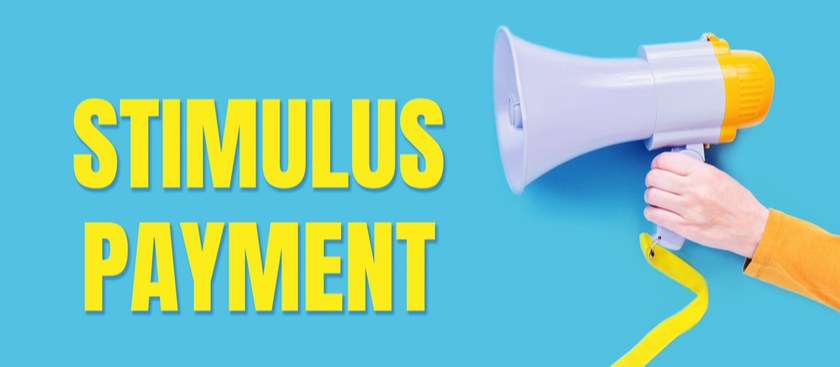 Hand holding a microphone with stimulus check written out