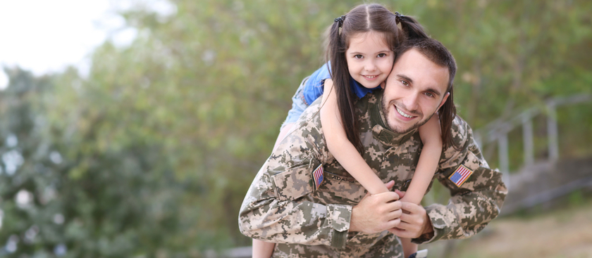 Military dad with his daughter