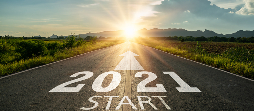 2021 start on the road with an arrow