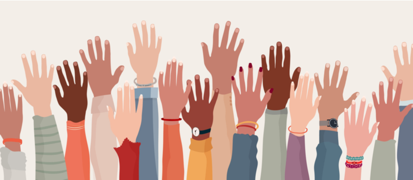 People raising their hands