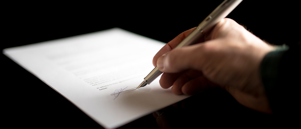 Signing papers
