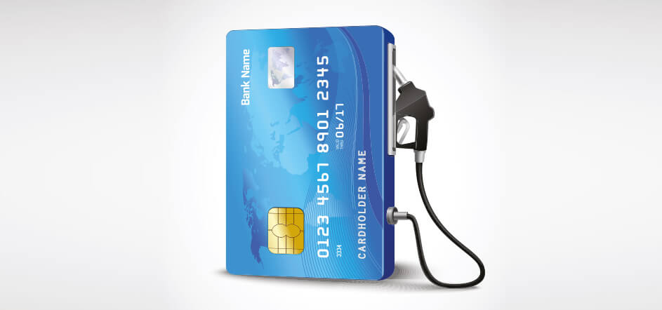 Credit card in shape of a gas pump